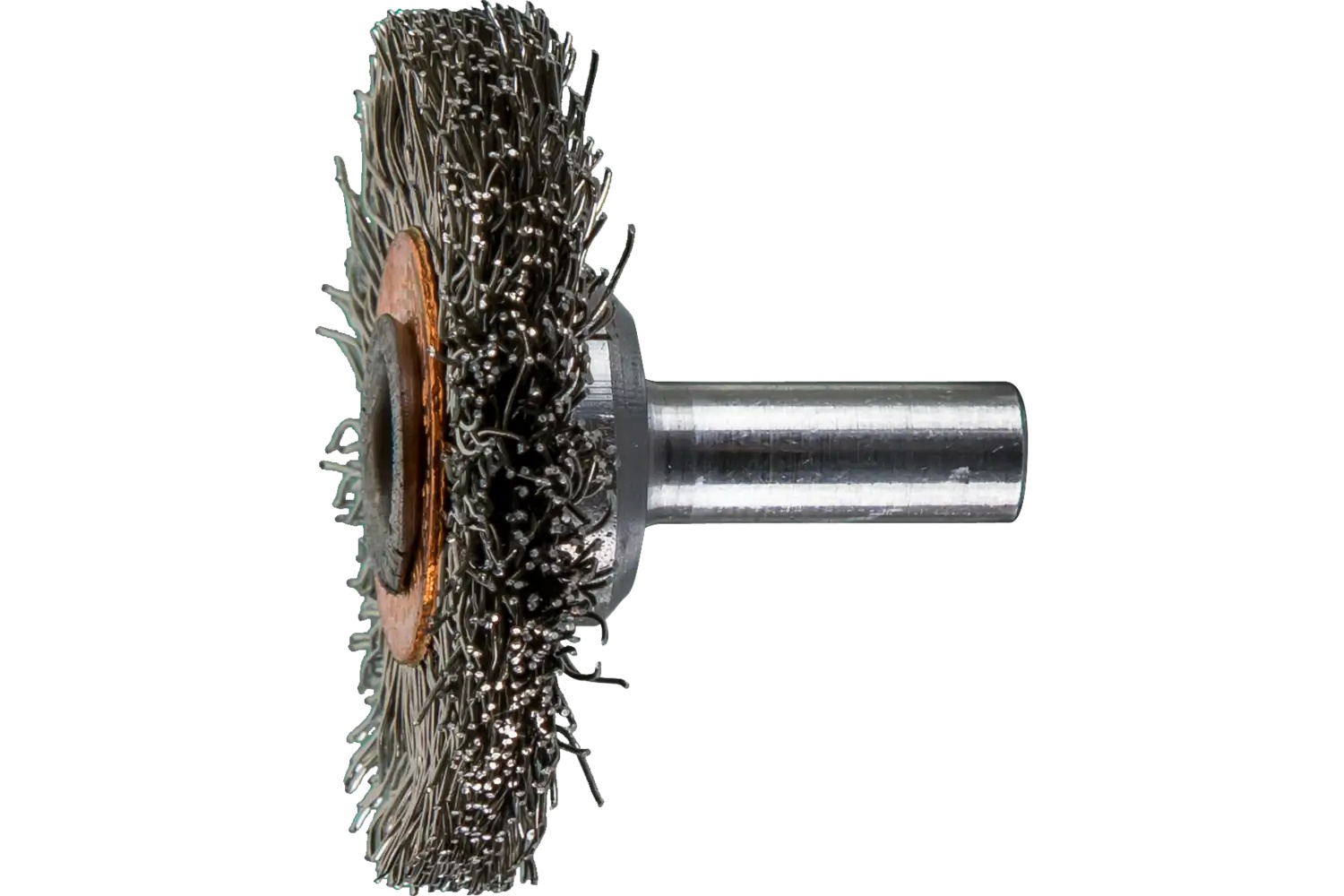 Picture of Pferd Crimped Wire Wheel Brush 1-1/2" Dia. .012 Stainless Steel 1/4" Shank